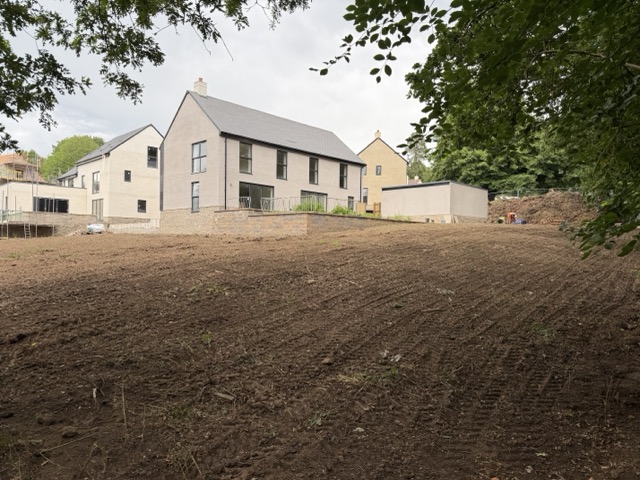 Plot 12's stupidly large garden with two tier terraces