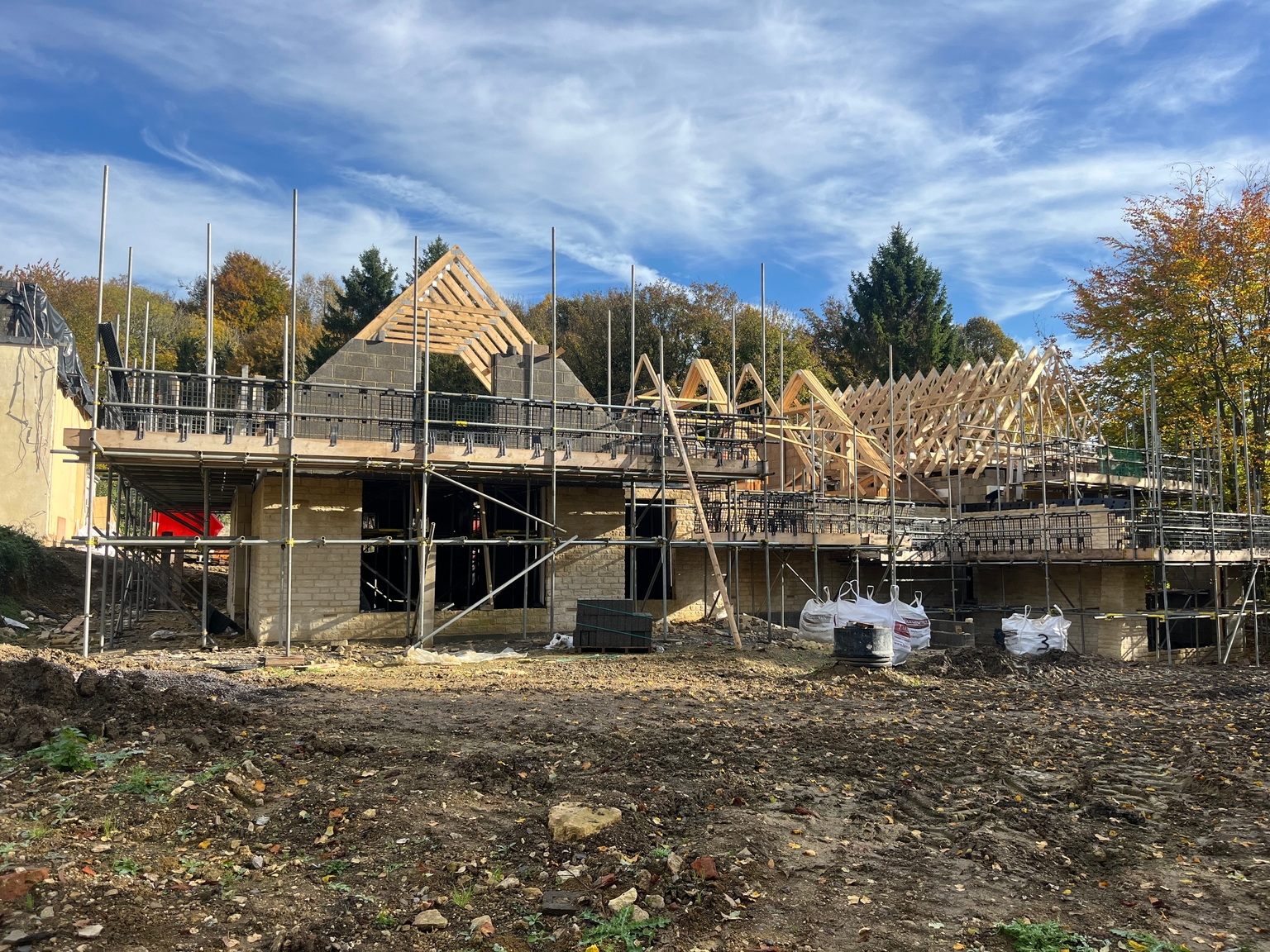 Roof trusses on the gate houses